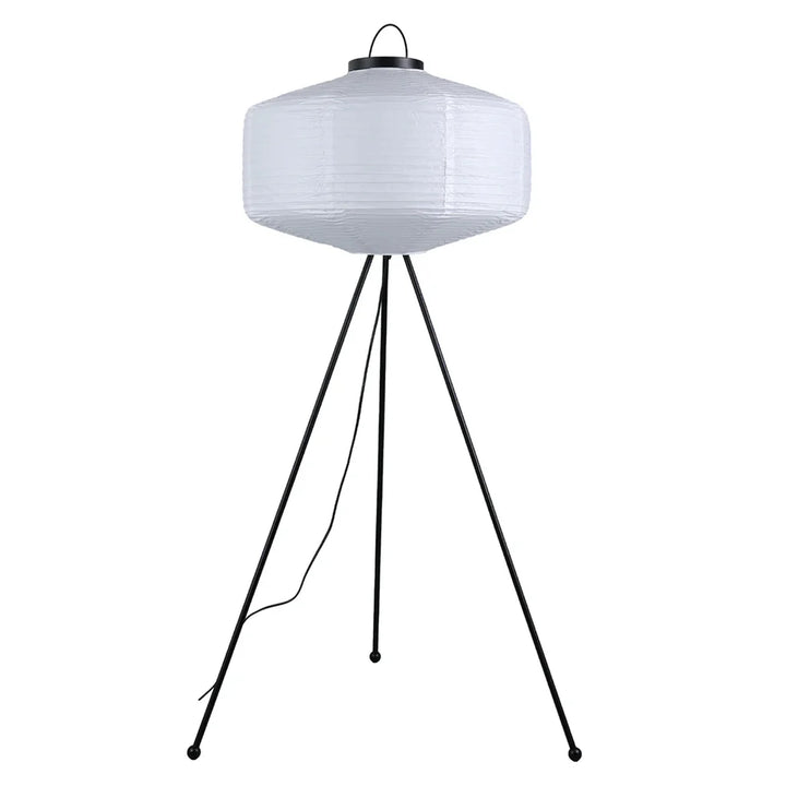 Kennedy Tripod Iron Floor Lamp - Black, White Paper Shade, 1360mm High, PL0287