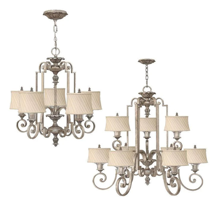 Kingsley 5Lt/9Lt Chandelier in Silver Leaf Elstead Lighting - ELS.HK-KINGSLEY