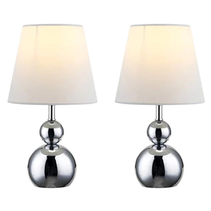 Kinsley Chic Metal Touch Table Lamp (Set of 2) - Black or White Fabric Shade, 310mm High, PL0240