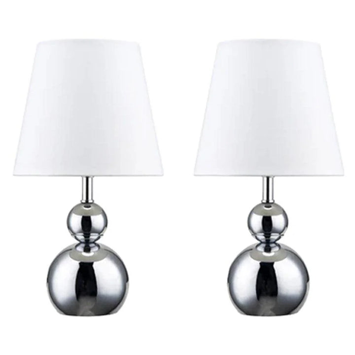 Kinsley Chic Metal Touch Table Lamp (Set of 2) - Black or White Fabric Shade, 310mm High, PL0240