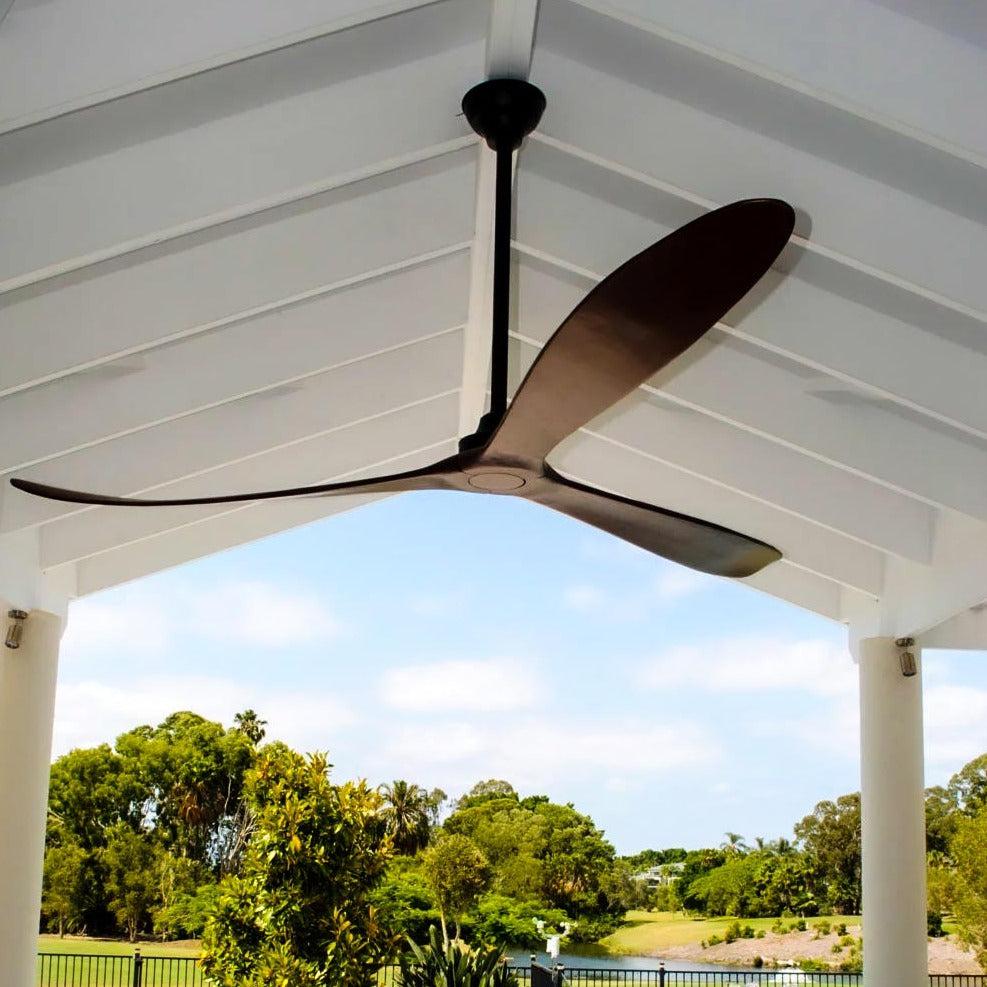 Kirra 100" DC Ceiling Fan only in Black/White w/ Walnut or Natural Blades