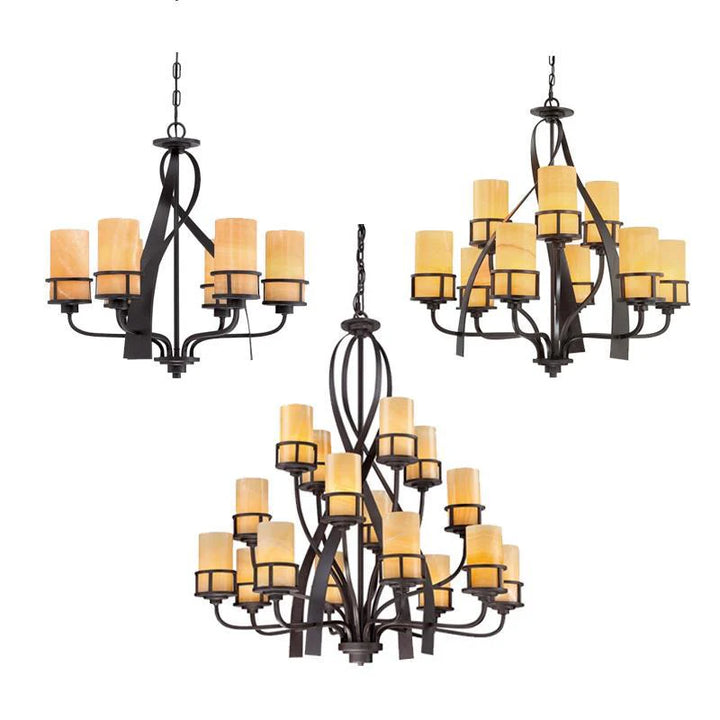 Kyle Chandelier 6Lt/9Lt/16Lt E27 in Imperial Bronze Elstead Lighting -