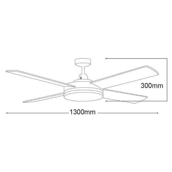 LED 52" Low Profile Ceiling Fan With Light in White