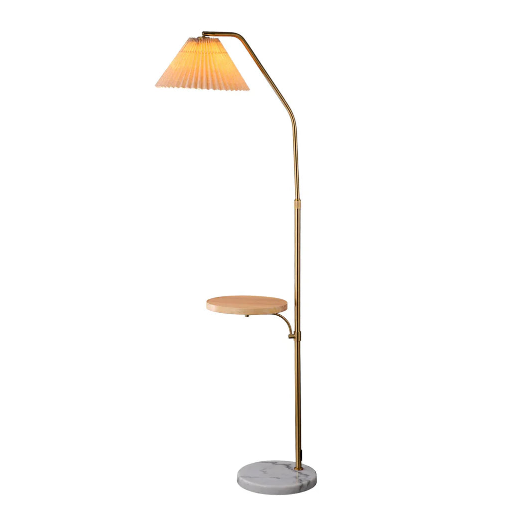 Sophia Pleated Shade Marble Floor Lamp - Brass, 1650mm High, PL0208