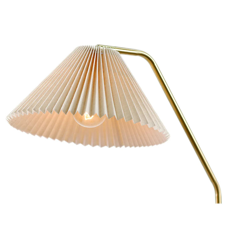 Sophia Pleated Shade Marble Floor Lamp - Brass, 1650mm High, PL0208