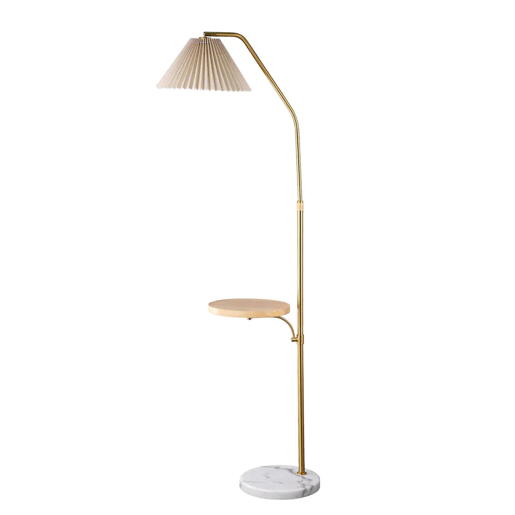 Sophia Pleated Shade Marble Floor Lamp - Brass, 1650mm High, PL0208