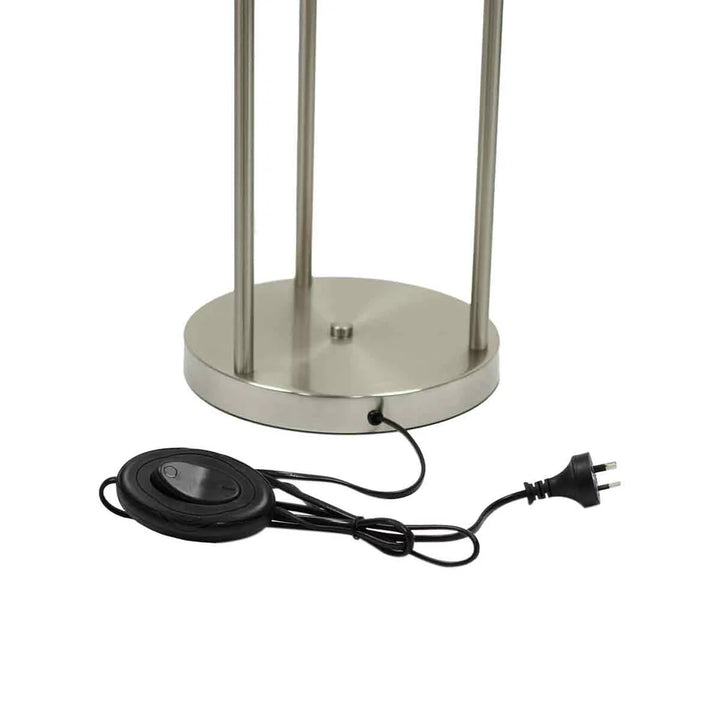 Sarah Modern Trio, Iron Floor Lamp - Satin Nickel, Fabric Grey Shade, 1710mm High, PL0207