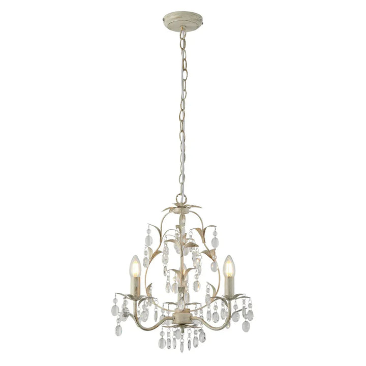 Madelyn Opulent Iron Chandelier Light - Ivory and Brushed Gold, 3 Light, PL0311