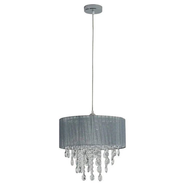 Victoria Elegant Fabric and Acrylic Chandelier Light - Grey or White, PL0281