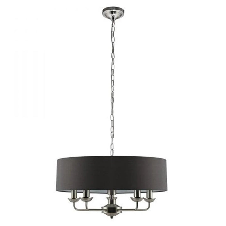 Nora Modern Luxury Metal Chandelier Light - Satin Nickel / Grey, 5 Lights,