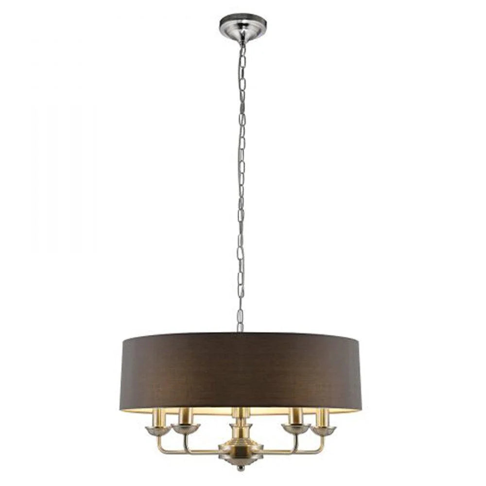 Nora Modern Luxury Metal Chandelier Light - Satin Nickel / Grey, 5 Lights,