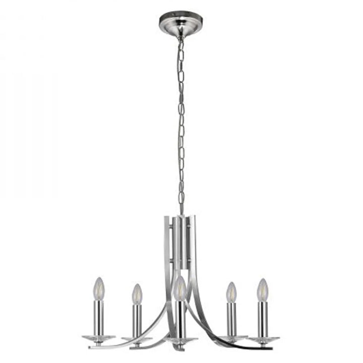 Serenity industrial Elegance Metal Chandelier Light - Satin Chrome, 5 Lights, PL0105