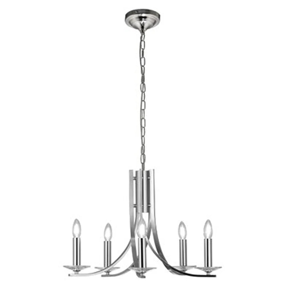 Serenity industrial Elegance Metal Chandelier Light - Satin Chrome, 5 Lights, PL0105