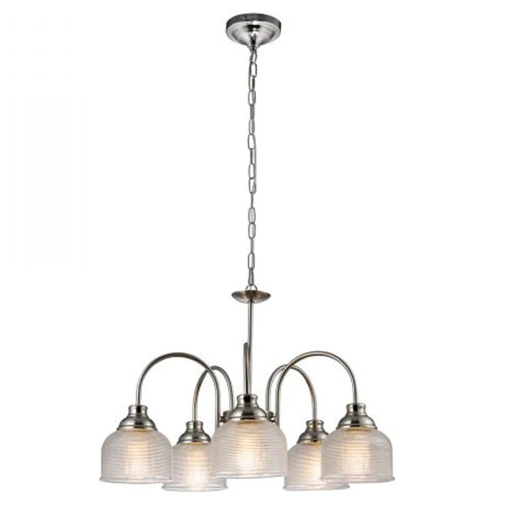 Luna Refined Metal Chandelier Light - Satin Chrome, 5 Lights, PL0088