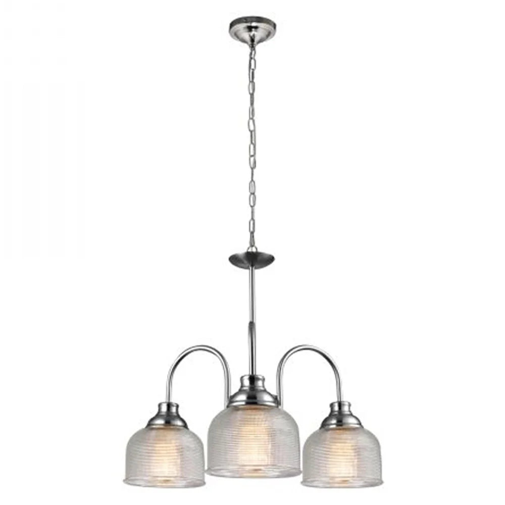 Madelyn Elegant Metal Chandelier Light - Satin Chrome, 3 Lights, PL0087