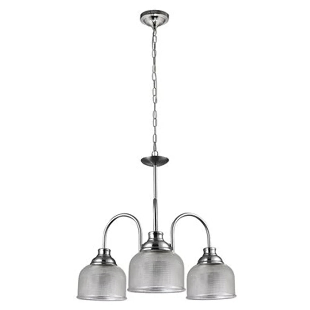 Madelyn Elegant Metal Chandelier Light - Satin Chrome, 3 Lights, PL0087