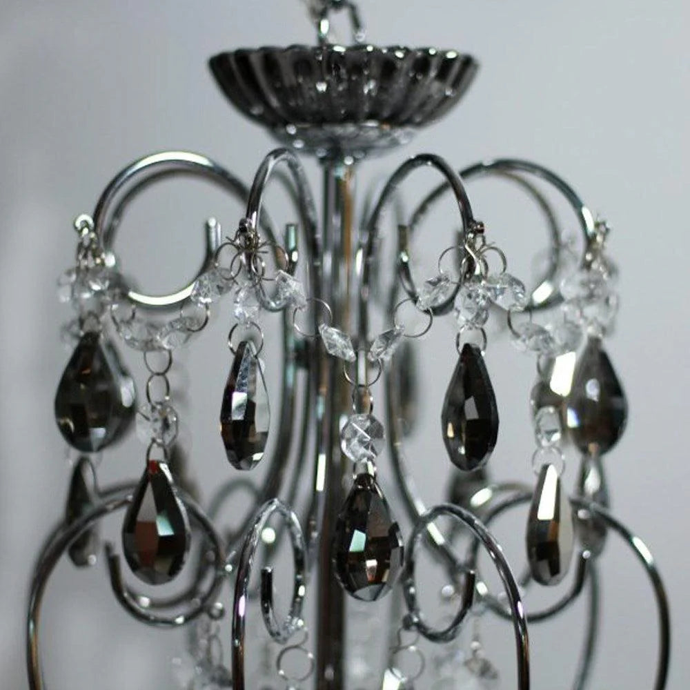 Melanie Luxury Metal and Crystal Chandelier Light - Chrome / Smoke, 8 lights, PL0152