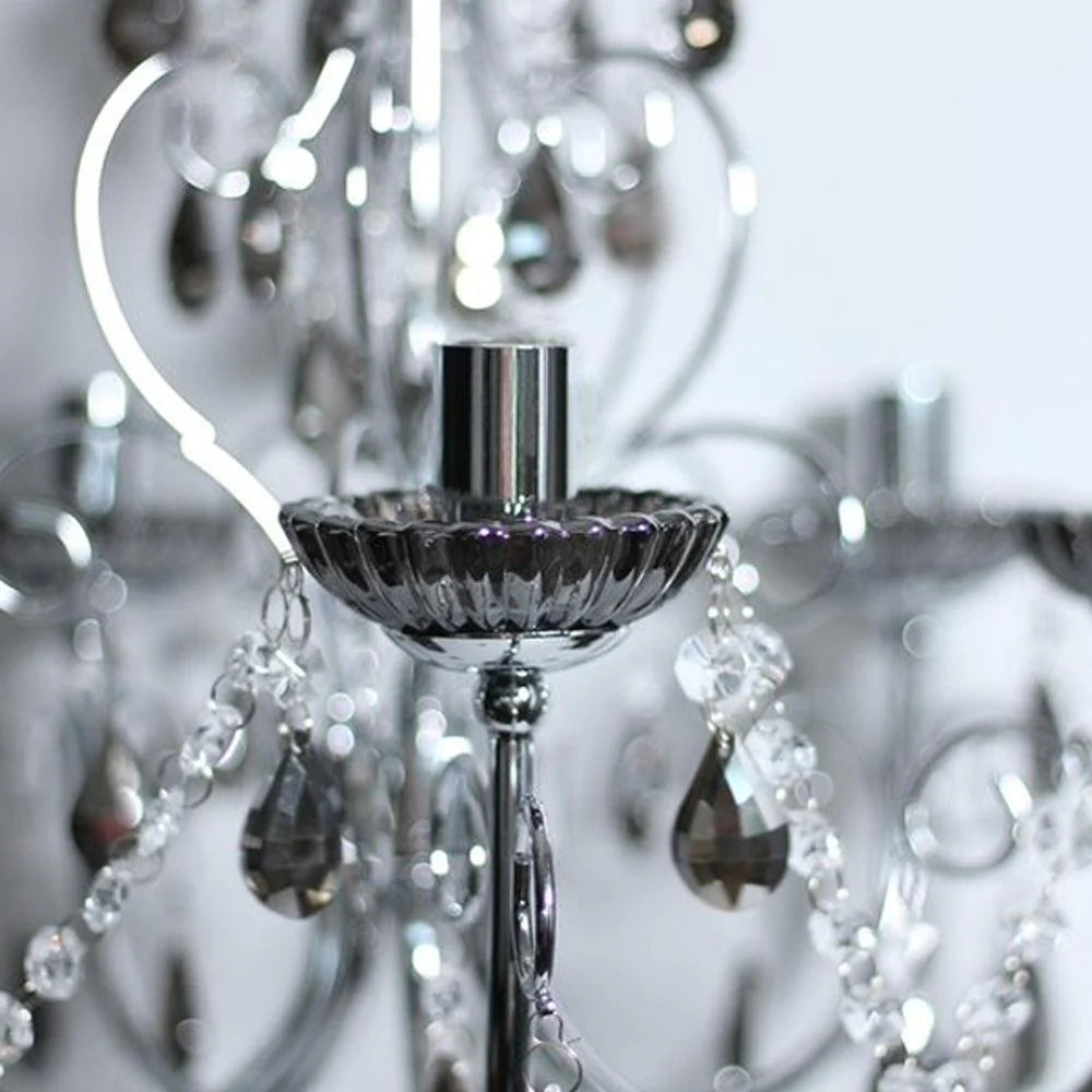 Melanie Luxury Metal and Crystal Chandelier Light - Chrome / Smoke, 8 lights, PL0152