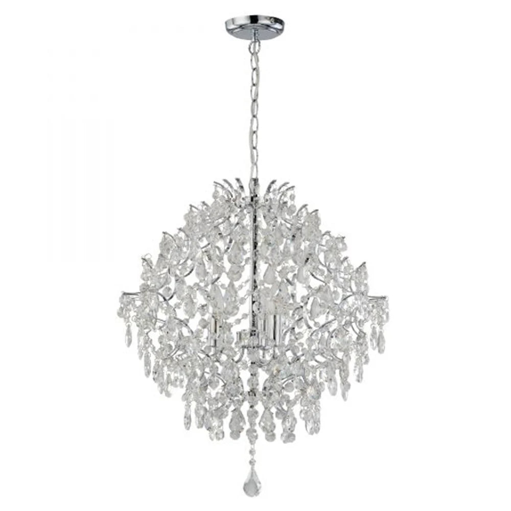 Lyla Dazzling Crystal Chandelier Light - Chrome + Clear, 3 Lights, PL0093