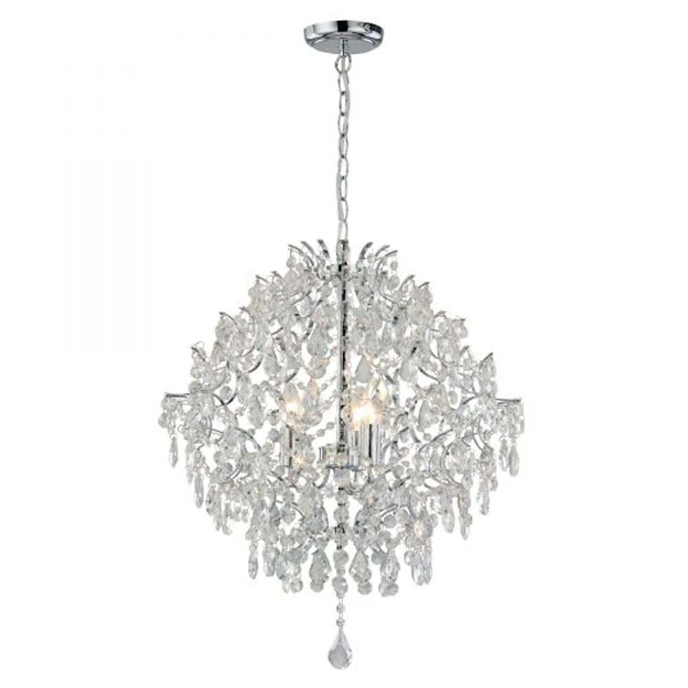 Lyla Dazzling Crystal Chandelier Light - Chrome + Clear, 3 Lights, PL0093