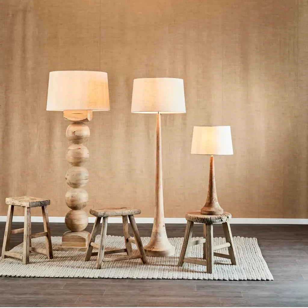 Lancia Floor Lamp Large in Light or Dark Natural Turned Wood