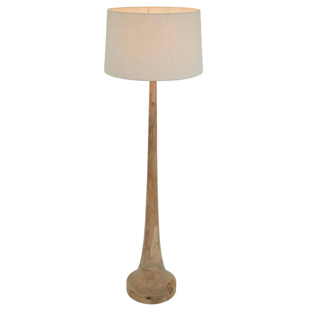 Lancia Floor Lamp Large in Light or Dark Natural Turned Wood