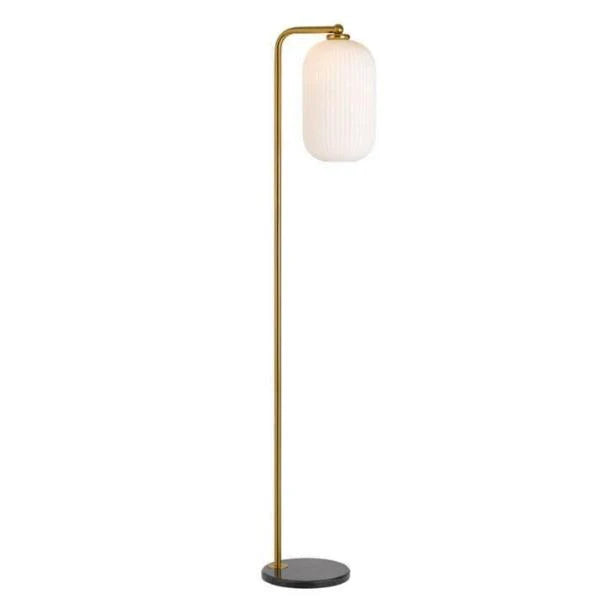 Lark Floor Lamp in Black Marble/Antique Gold/Opal