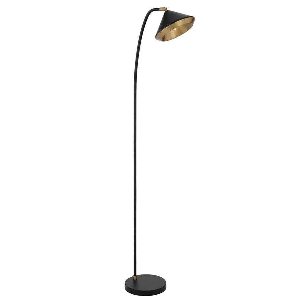 Larson Floor Lamp Black, Brass, White