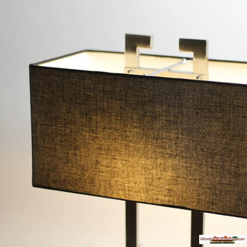 Layla Chic Rectilinear, Metal Table Lamp - Satin Chrome, Black Fabric Shade, 570mm High, PL0082