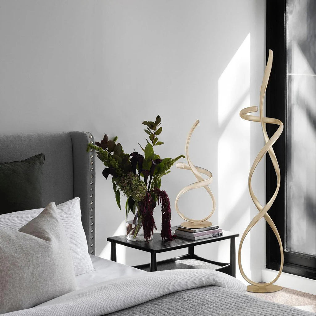 Riley Striking Loop LED Floor Lamp - Gold or Satin Chrome, 1400mm High, PL0172