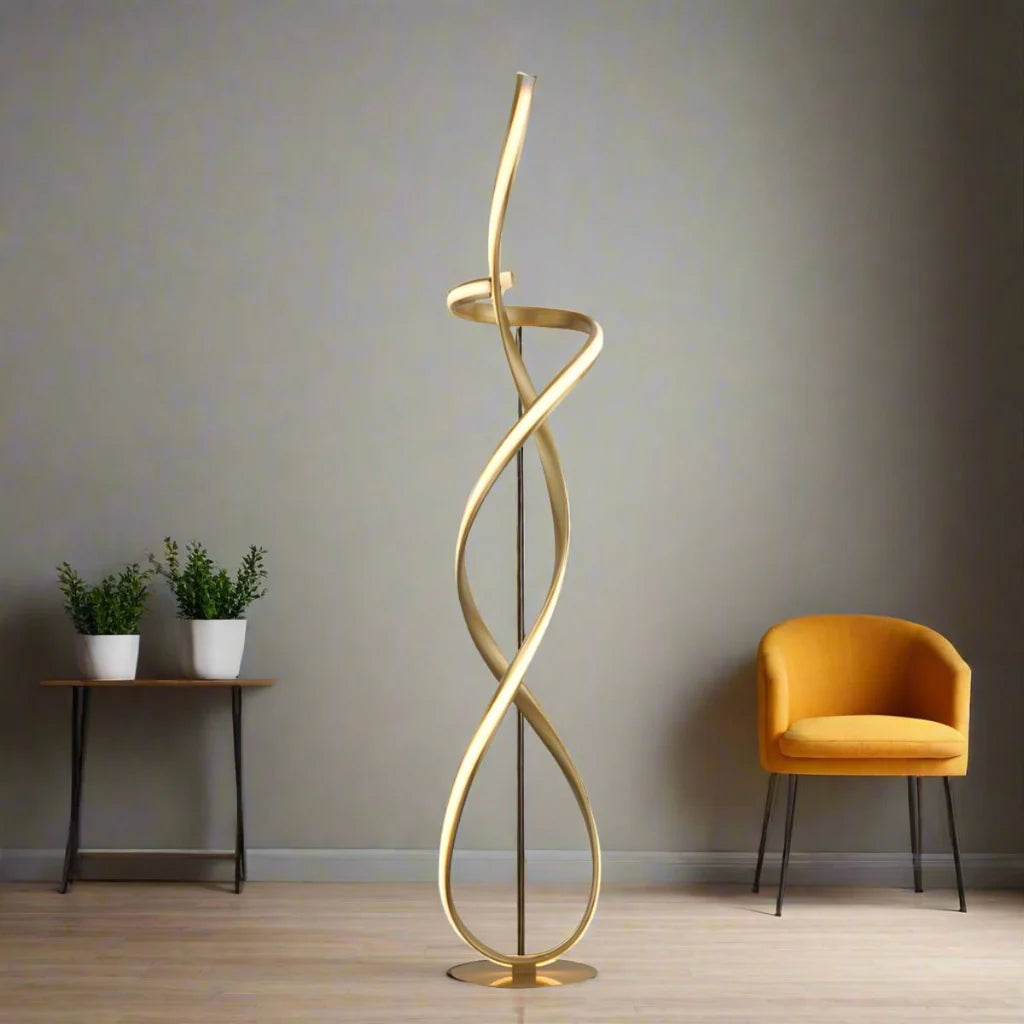 Riley Striking Loop LED Floor Lamp - Gold or Satin Chrome, 1400mm High, PL0172