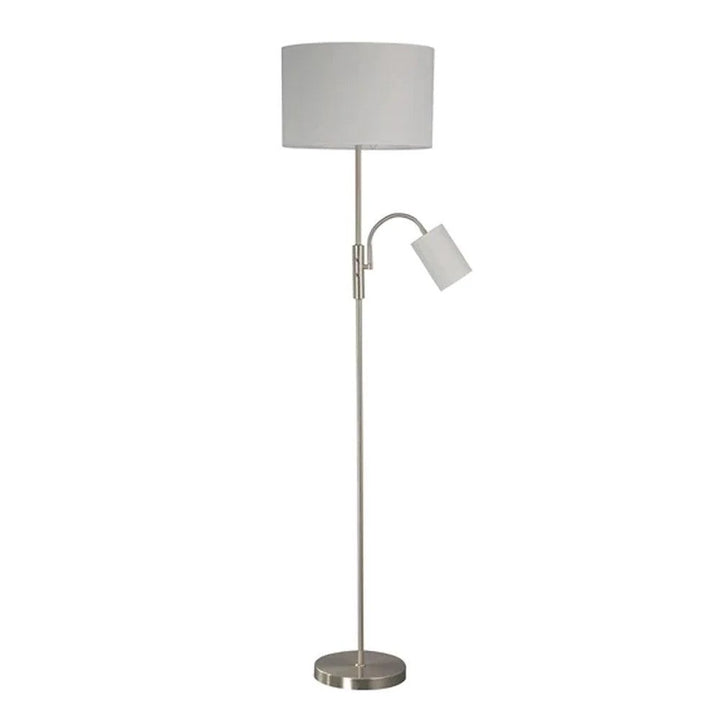 Lily Sophisticated Mother and Child Metal Floor Lamp - Black & White Fabric Shade, 1700mm High, PL0255