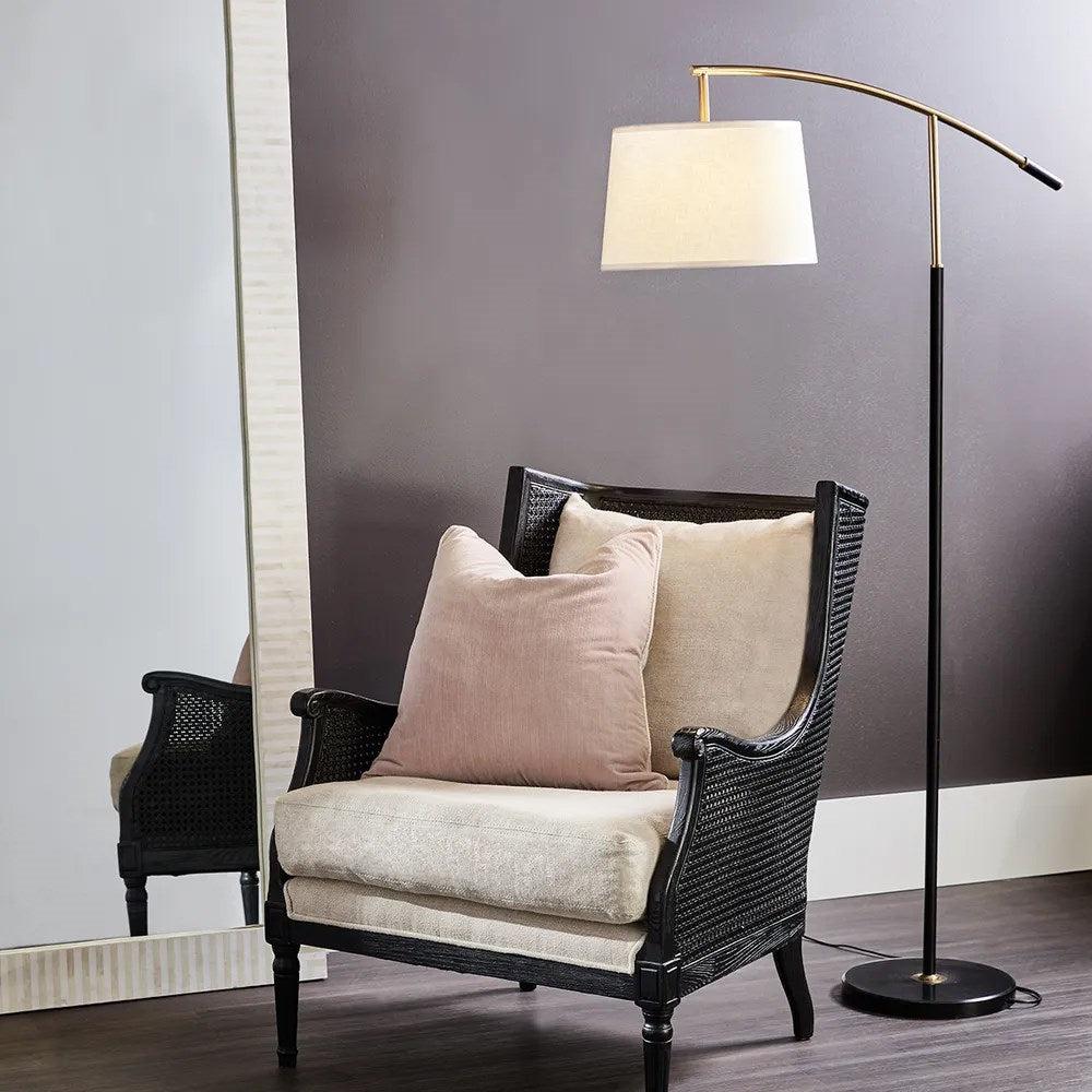 Linz Floor Lamp in Black w/ Off-White Shade