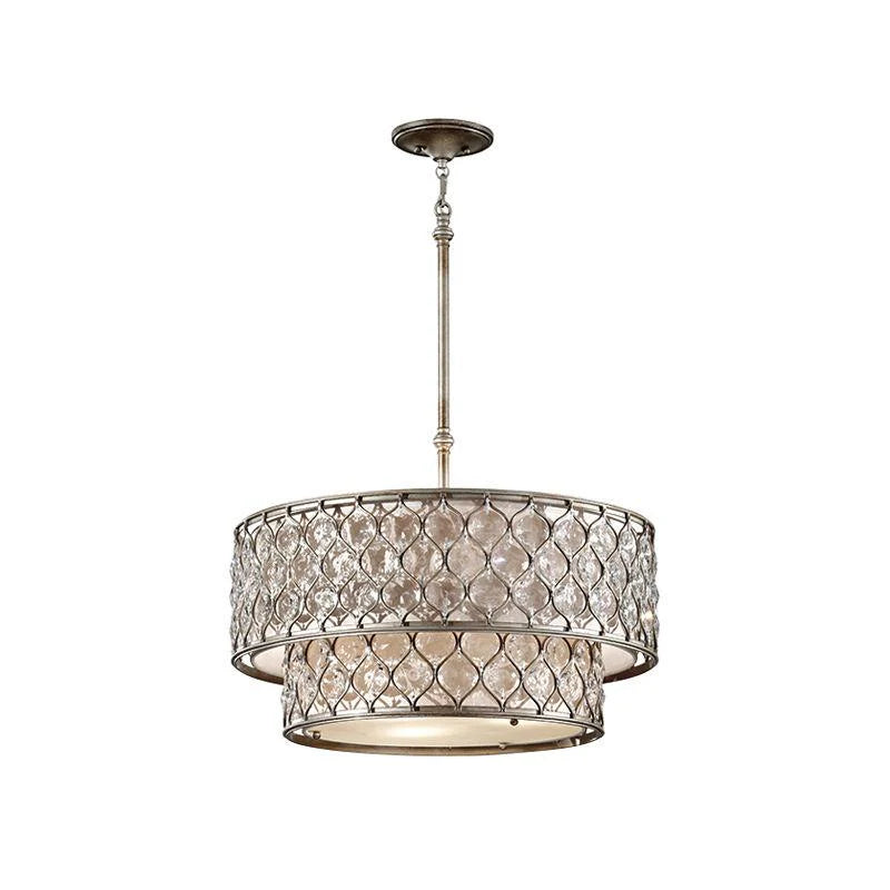 Lucia 6Lt Two-tier Chandelier E27 in Burnished Silver Elstead Lighting - ELS.FE-LUCIA-P-E-2TR