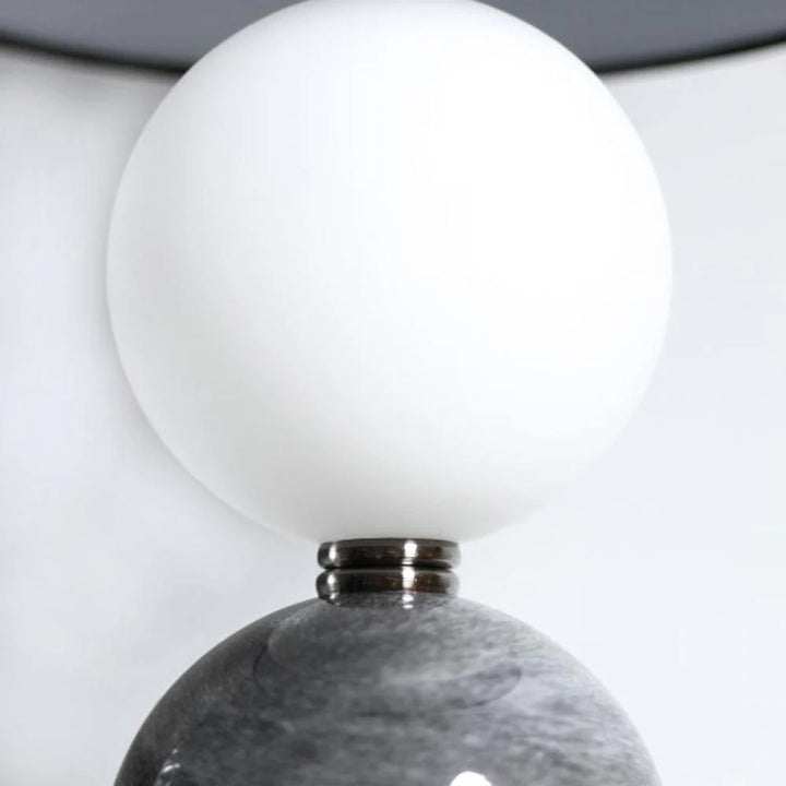 Luna Elegant orb, Glass Table Lamp - Brass or Pewter Fabric Shade, 480mm High, PL0070