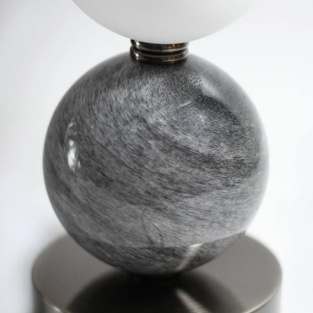 Luna Elegant orb, Glass Table Lamp - Brass or Pewter Fabric Shade, 480mm High, PL0070