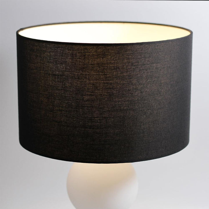 Luna Elegant orb, Glass Table Lamp - Brass or Pewter Fabric Shade, 480mm High, PL0070