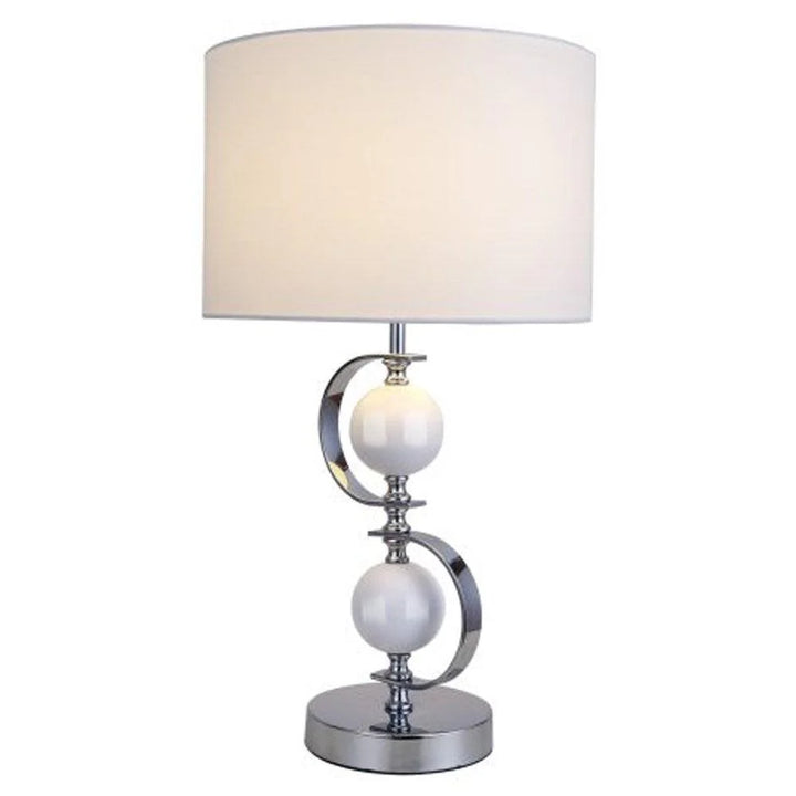 Lydia Glamorous Charm, Metal Table Lamp - Navy Blue or White, Fabric Shade, 500mm High, PL0158