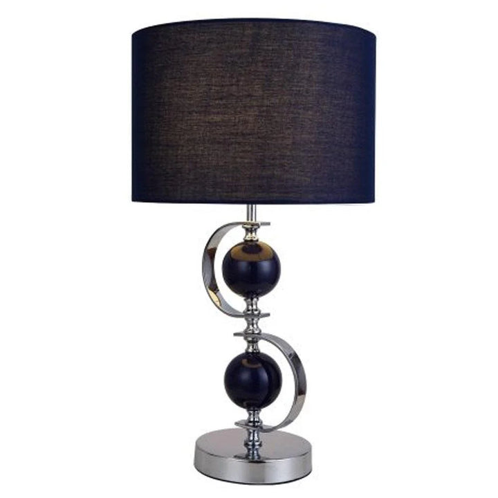 Lydia Glamorous Charm, Metal Table Lamp - Navy Blue or White, Fabric Shade, 500mm High, PL0158