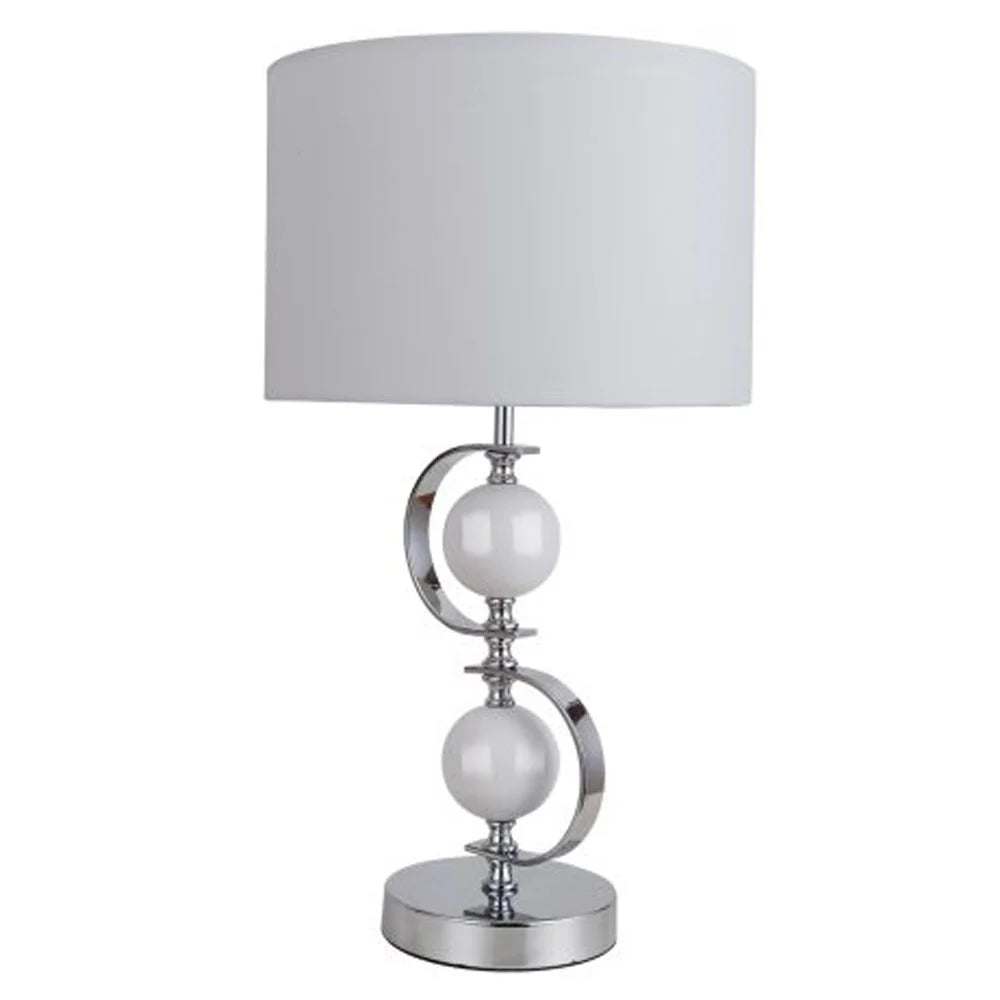 Lydia Glamorous Charm, Metal Table Lamp - Navy Blue or White, Fabric Shade, 500mm High, PL0158