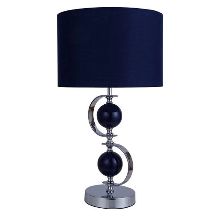 Lydia Glamorous Charm, Metal Table Lamp - Navy Blue or White, Fabric Shade, 500mm High, PL0158