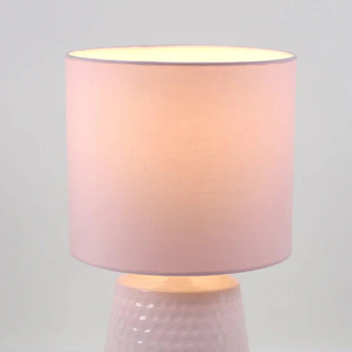 Lydia Vibrant Metal Touch Table Lamp - Green, Pink, Satin Chrome or White, Fabric Shade, 350mm High,