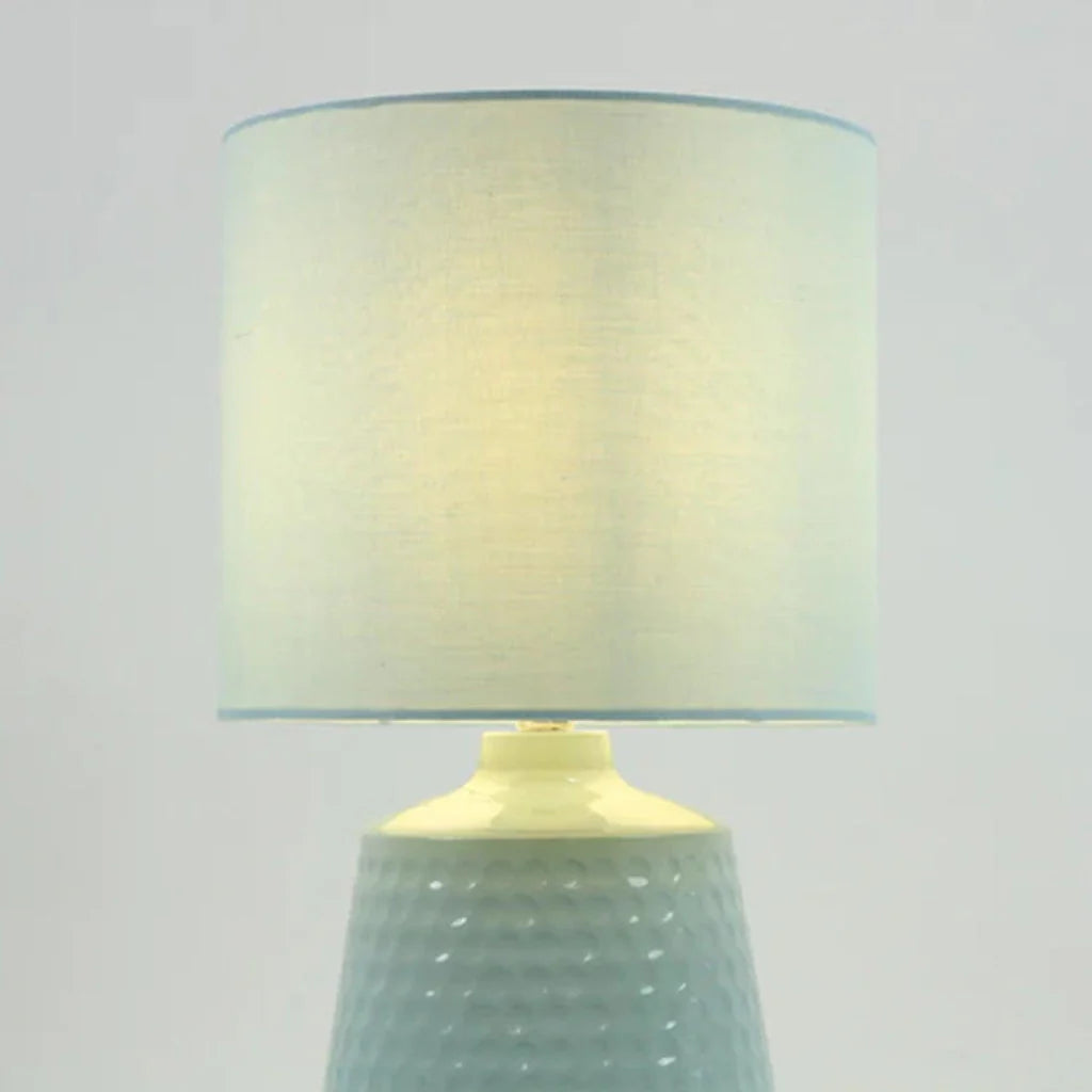 Lydia Vibrant Metal Touch Table Lamp - Green, Pink, Satin Chrome or White, Fabric Shade, 350mm High,