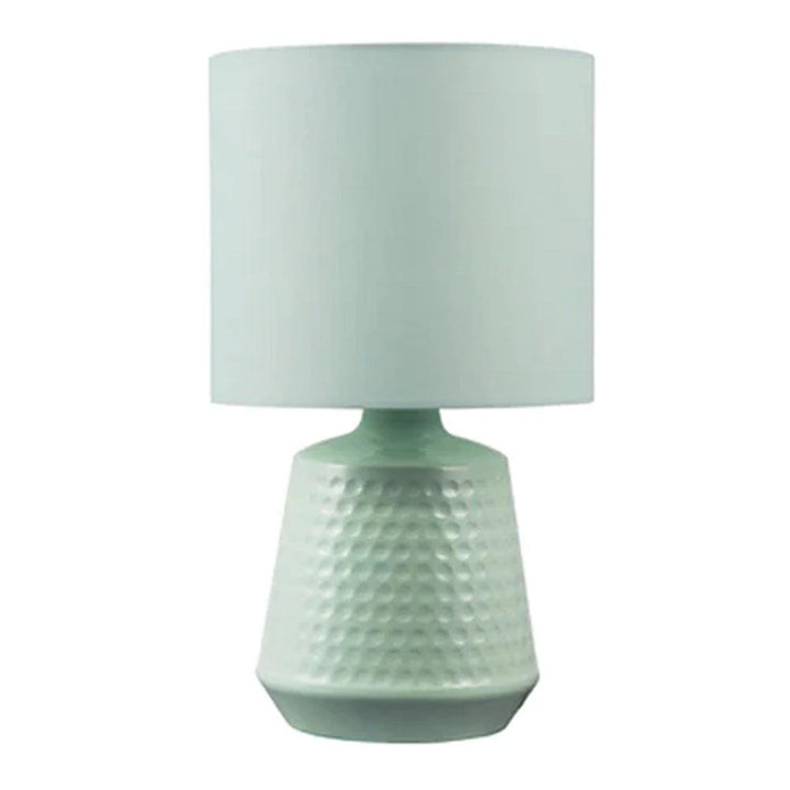 Lydia Vibrant Metal Touch Table Lamp - Green, Pink, Satin Chrome or White, Fabric Shade, 350mm High,