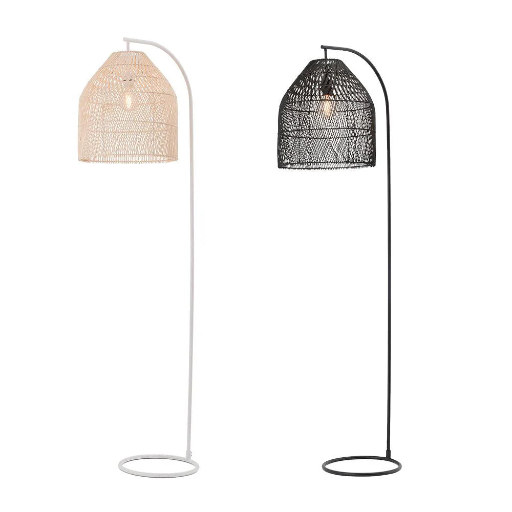 Rattan Floor Lamp - Best-Selling Coastal Chic Lighting in White or Black