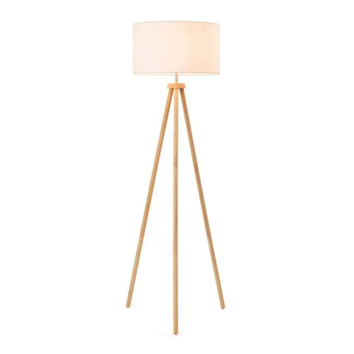 Timeless Timber Floor Lamp with White Shade