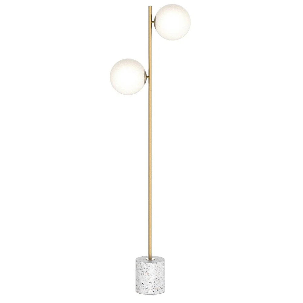 Sophia Floor Lamp 2Lt in Brushed Brass & Opal Glass