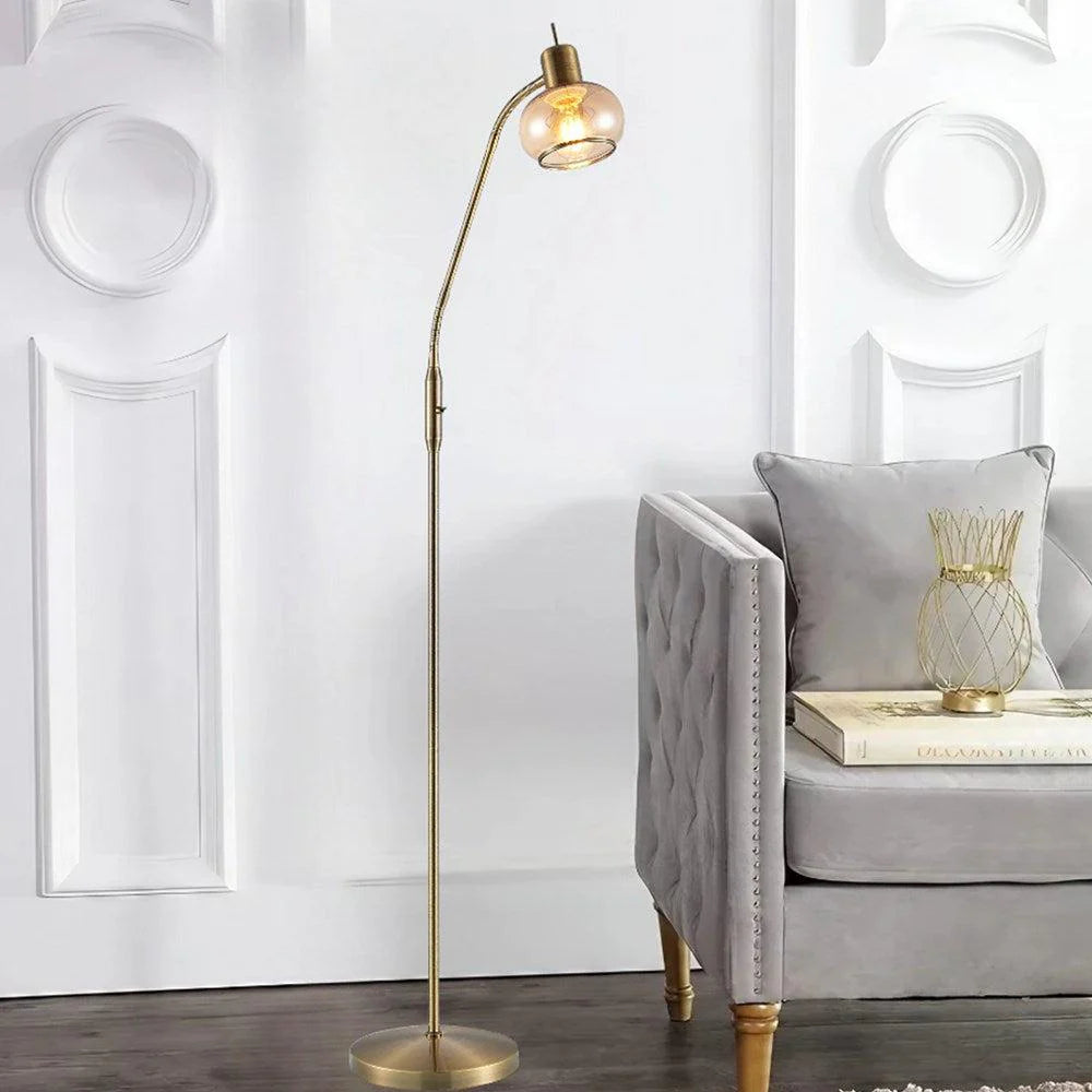 Marbell Floor Lamp in Antique Brass, Black