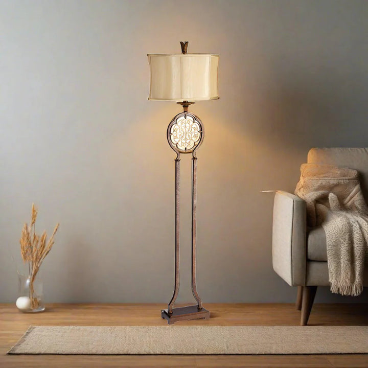 Marcella Floor Lamp E27 in British Bronze/Oxidized Bronze Finish Elstead