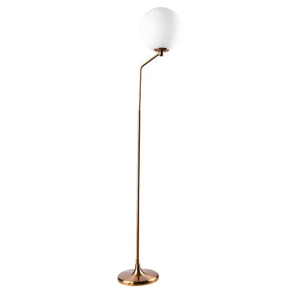 Marilyn Floor Lamp in Aged Brass Metal w/ Frost Glass Shade